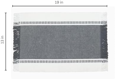 PurpleEssences Stripe Ribbed Placemats - Mineral Gray and H.White