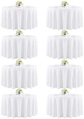 90 Inch White Round Tablecloth for 36"-72" Table, 8 Pack