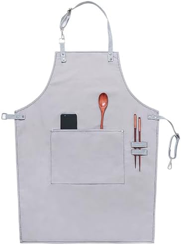 Canvas Chef Apron with Pockets, Adjustable, Suitable for Kitchen