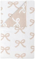 Mud Pie Taupe Chenille Bow Blanket