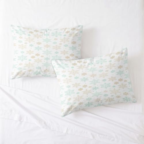 King Duvet Cover Set Soft Microfiber Christmas Snowflakes