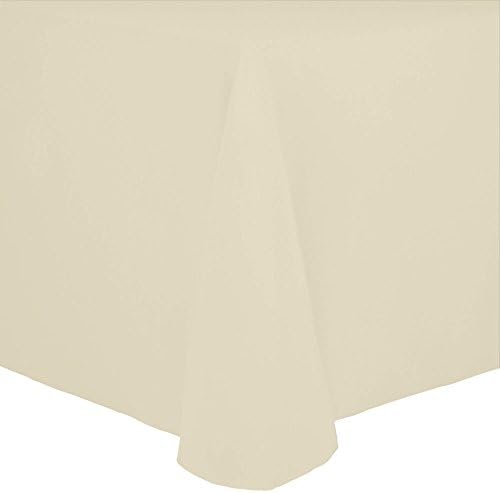 Ultimate Textile 60x84-Inch Oval Cotton-Feel Tablecloth, Ivory, 2 Pack