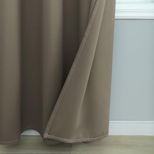 Mrs.Naturall Dark Taupe Blackout Curtains, Earthy Putty Mushroom Color