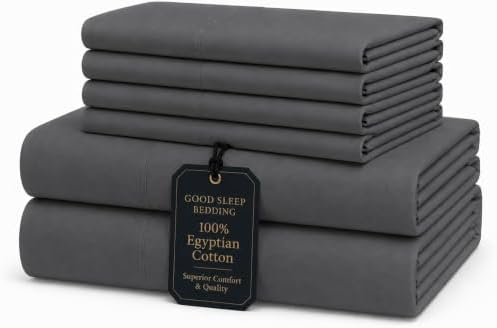 6 Piece King Sheets, 100% Egyptian Cotton King Size Sheets Set, Dark
