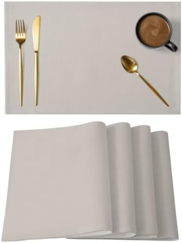 Warm Gray Placemats Set of 8, Modern Minimalist Solid Color Heat