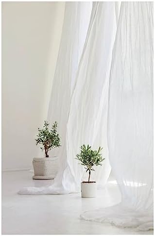 100% Linen Curtains Natural Linen Curtain Panels for Living Room/Light