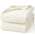 Hansleep Full Beige Fleece Blanket, Soft Flannel Bed Blanket
