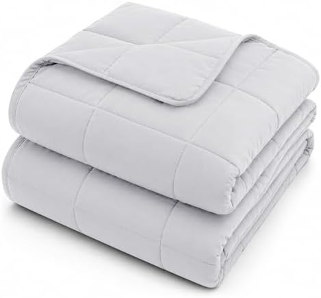L'AGRATY Weighted Blanket for Adults 15lbs, 48"x72", Light Grey Twin