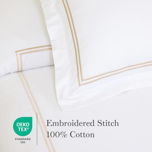 Dreamology White Duvet Cover Queen 100% Cotton Embroidered 3 Pieces