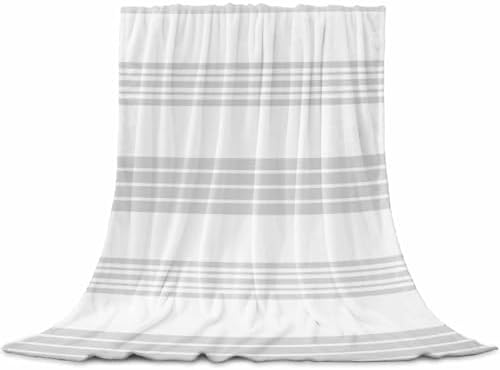 Flannel Fleece Blanket 60" x 80", Minimalist Geometric Microfiber Cozy