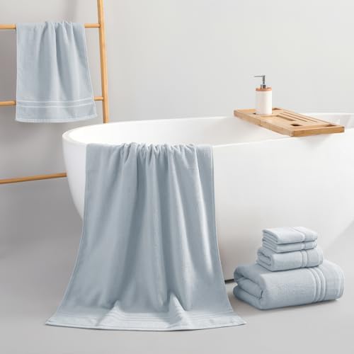 REDKISS Light Grey Towels Set 6 Piece Cotton Towel Sets with 2 Bath