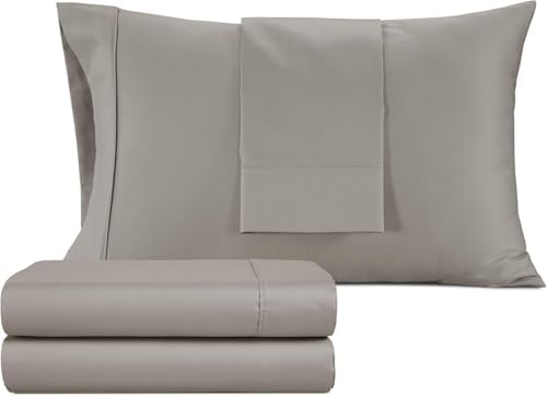 IZOD Full Sheet Set, 100% Cotton Sateen Silky, Taupe, Deep Pocket