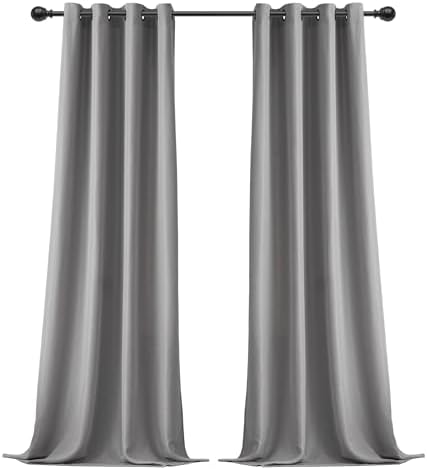 Light Grey Linen Curtains Black Grommets Sheers Curtains 63 Inches