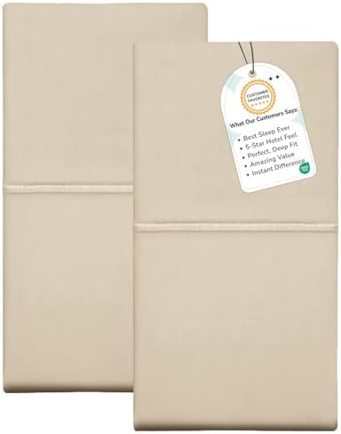 Feather & Stitch 100% Cotton Standard Pillow Covers Set of 2, 500TC