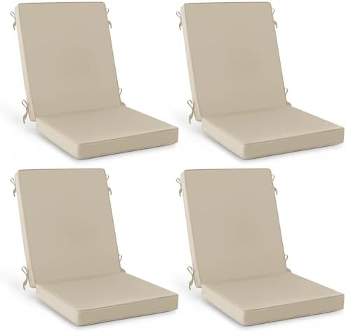 Summsun Outdoor Dining Chair Cushions 4-Pack, 20 x 20 Inch, Cream