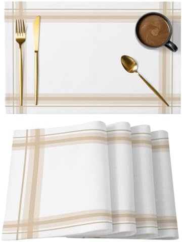 Modern Minimalist Art Placemats Set of 4, Cotton Linen Fabric Place
