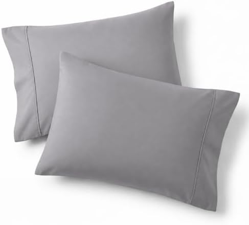 Bedsure Queen Pillow Cases Set of 2 - Light Grey Brushed Microfiber