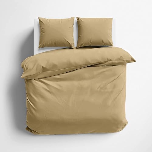 3 Sided Zipper Duvet Cover Set Microfiber 3PCS Queen Size Taupe