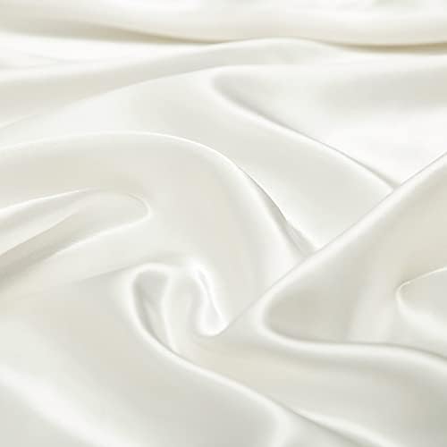 Vonty Satin Split King Ivory White Sheets, 2 Fitted + Flat + 2