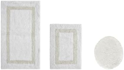 Tufted Cotton White Ivory Bathroom Rugs Sets 3 Piece
