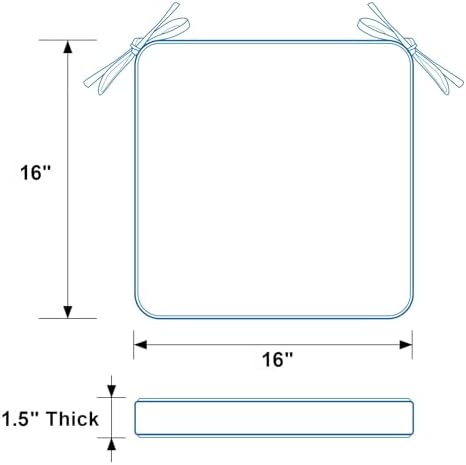 GUEGLSA Outdoor Indoor Waterproof Seat Cushions,16x16 Inches Patio