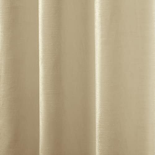 TWOPAGES Simple Taupe Luster Cotton Velvet Curtain with Back Tab