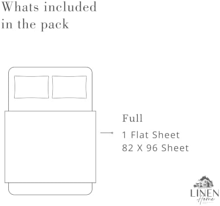 Linen Home 100% Cotton Percale 1 Flat Sheet, Full Size - Crisp, Cool