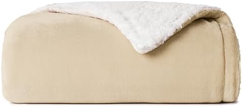 Casual Living Cal King Sherpa Blanket, Reversible Fleece, 108" x 90"