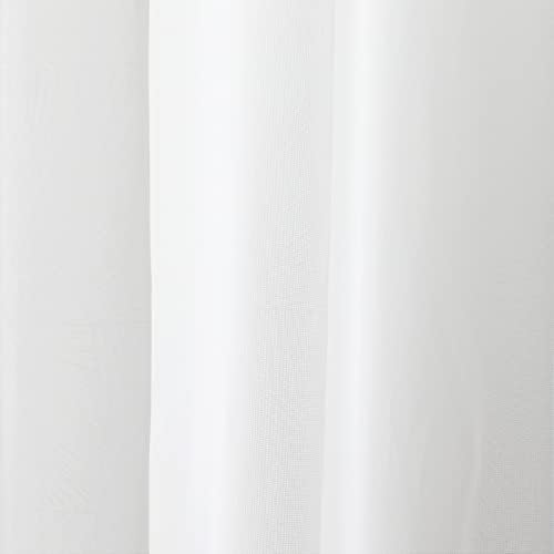 TWOPAGES White Leaf Voile Sheer Curtain 96 Inches Long Light Filtering