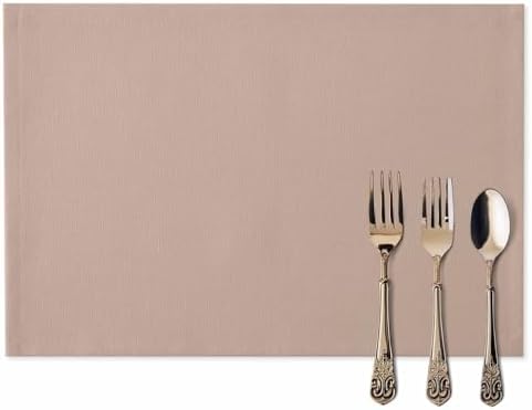 Placemats Set of 8, Warm Beige Woven Placemat, Linen Place Mats for