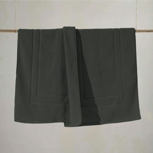 Feather & Stitch 100% Cotton Bath Mats 2 Piece 30x21 Inches, Charcoal