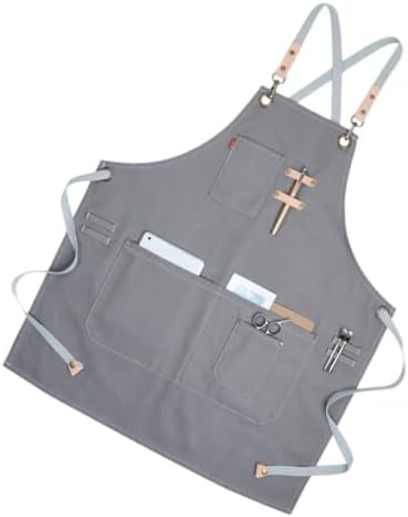 GLEAVI Canvas Halter Apron with Pockets, Adjustable Unisex Work Smock