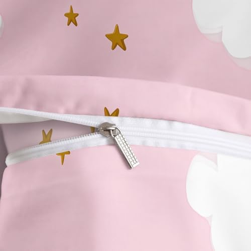 King Duvet Cover Set Minimalist Star and Cloud Pattern Soft Microfiber