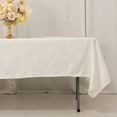 Balsa Circle 60x102 inch Ivory Lamour Satin Rectangle Tablecloth Table