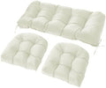 3-Piece 4-Inch Wicker Cushion Set, Waterproof Loveseat Cushions Beige