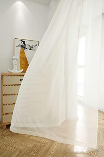 PHILEASY Window Sheer Beige Curtains 120 Inches Long 2 Panels Beige