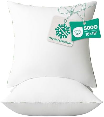 Ashler Hypoallergenic Throw Pillow Inserts, 18 x 18 Pillow Inserts Set