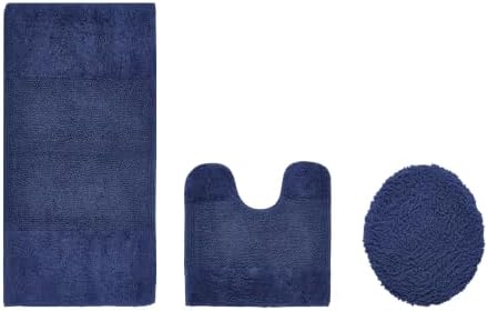 Better Trends 3 Piece Bathroom Rug Set 100% Cotton Non-Slip Washable