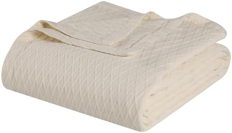 Diamond All-Season Cotton Blanket, Soft Breathable Diamond Weave Bed
