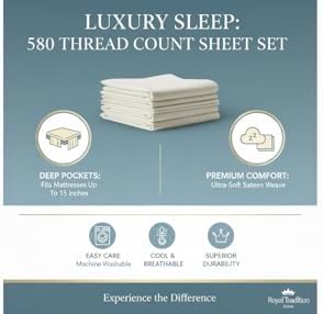 Royal Tradition Split Top King Sheet Set for Adjustable Beds – 580