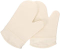 Beige Oven Mitts Pair Thickened Cotton Silicone Heat Insulation
