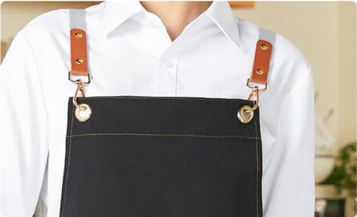 Canvas Chef Apron,Cross Back Apron for Men and Women with Adjustable