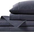 Anne Klein Reverie 100% Cotton Solid Sheet Set, King, Charcoal