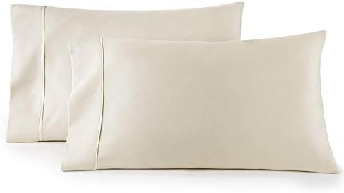 ARlinen 5 PCs Duvet Cover Set Twin Size Cream/Ivory Solid 400 Thread