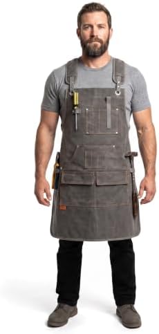 Waxed Canvas Work Apron for Men and Women,Grey,Brown,One Size