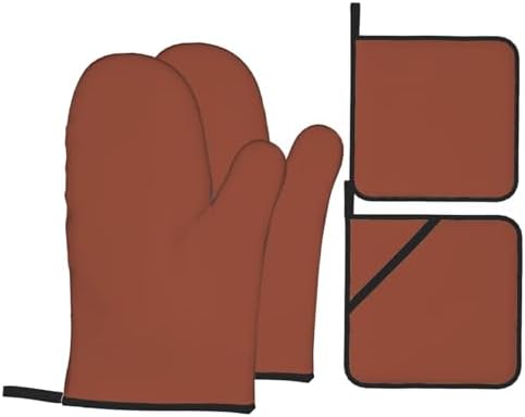 4 Pieces Oven Mitt and Pot Holder Sets, Minimalist Simple Basic Solid