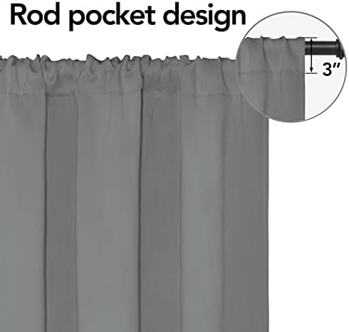 Easy-Going Rod Pocket Blackout Curtains, 2 Panels 42x63in, Light Gray