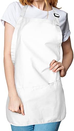 DALIX Apron Commercial Restaurant Home Bib Spun Poly Cotton Kitchen