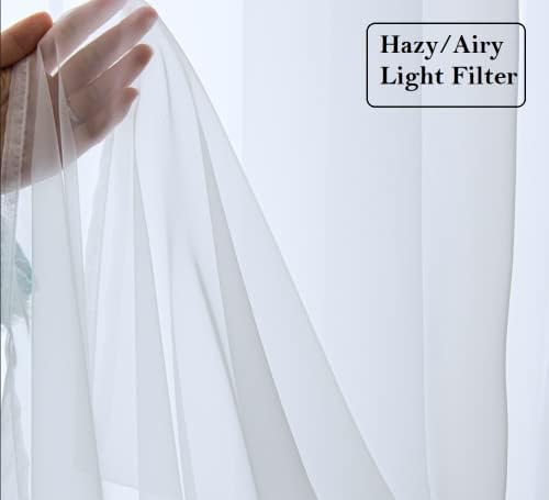 PI White Sheer Curtains 63 Inch Length with Grommet Top,Short Voile