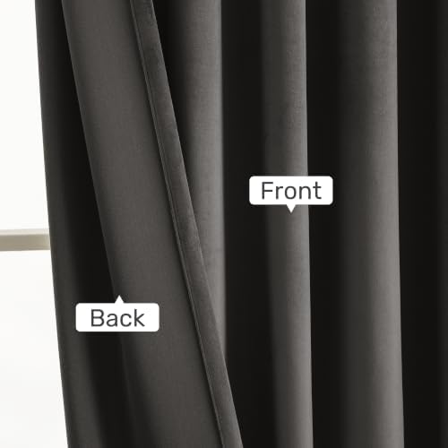 Dark Grey Velvet Blackout Curtains 120 inch Length 2 Panels for Living